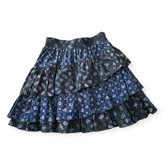 Never Worn‎ Ulla Johnson Aminta Poplin Chevron Shibori Skirt, Blue, Size 4 - Picture 4 of 15